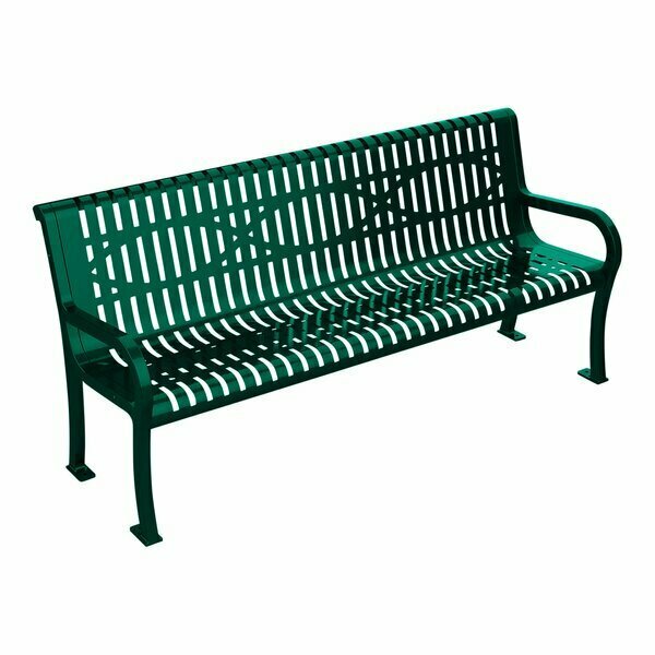 Ultra Site Lexington 6' Green Wave Bench with Backrest 75'' x 26 7/8'' x 35 1/2'' 38A954W6GN